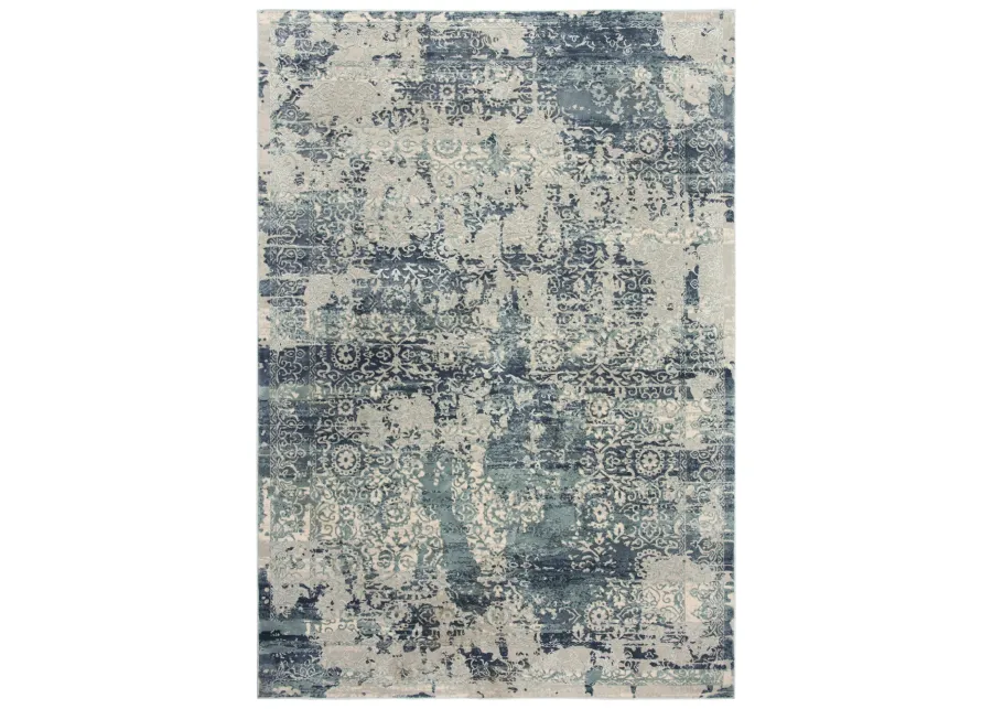 Chelsea Gray/Teal Abstract Polyester 3'11" x 5'6" Rectangle Rug