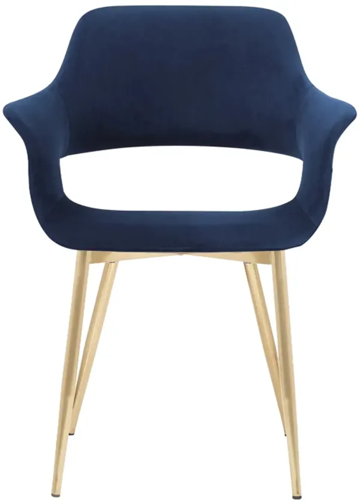 Gigi Blue Velvet Dining Room Chair with Gold Metal Legs - Set of 2