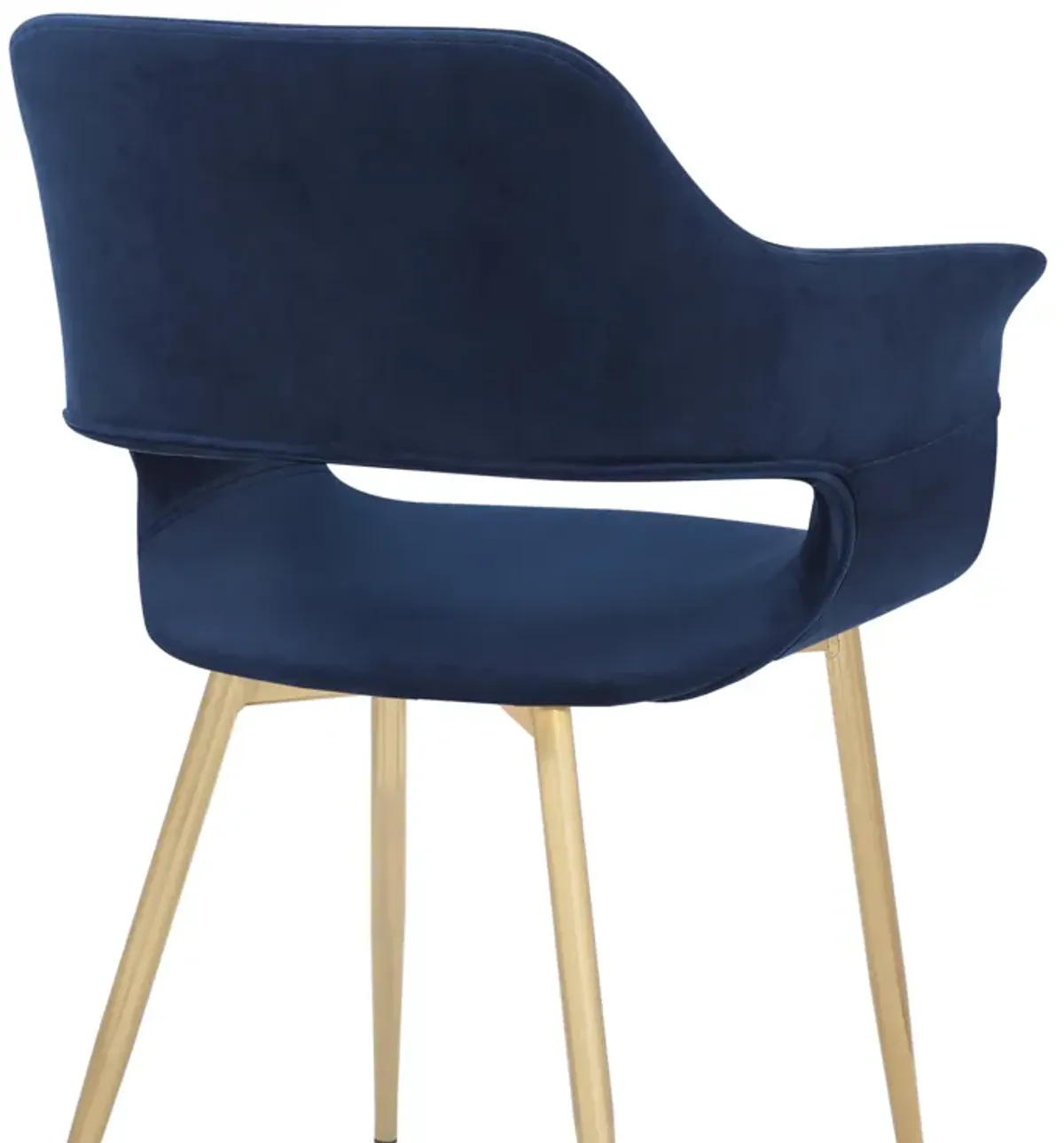 Gigi Blue Velvet Dining Room Chair with Gold Metal Legs - Set of 2