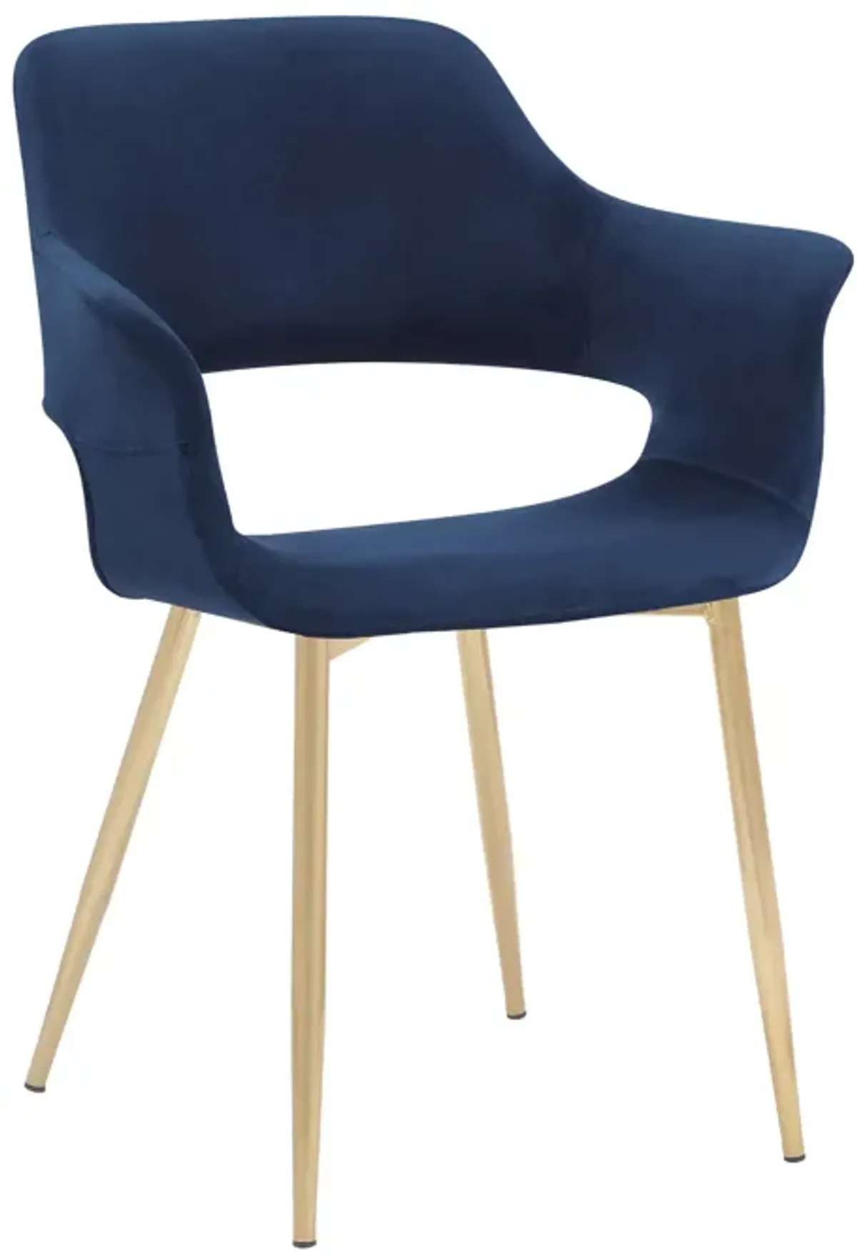 Gigi Blue Velvet Dining Room Chair with Gold Metal Legs - Set of 2