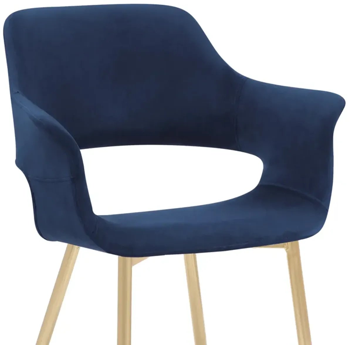 Gigi Blue Velvet Dining Room Chair with Gold Metal Legs - Set of 2