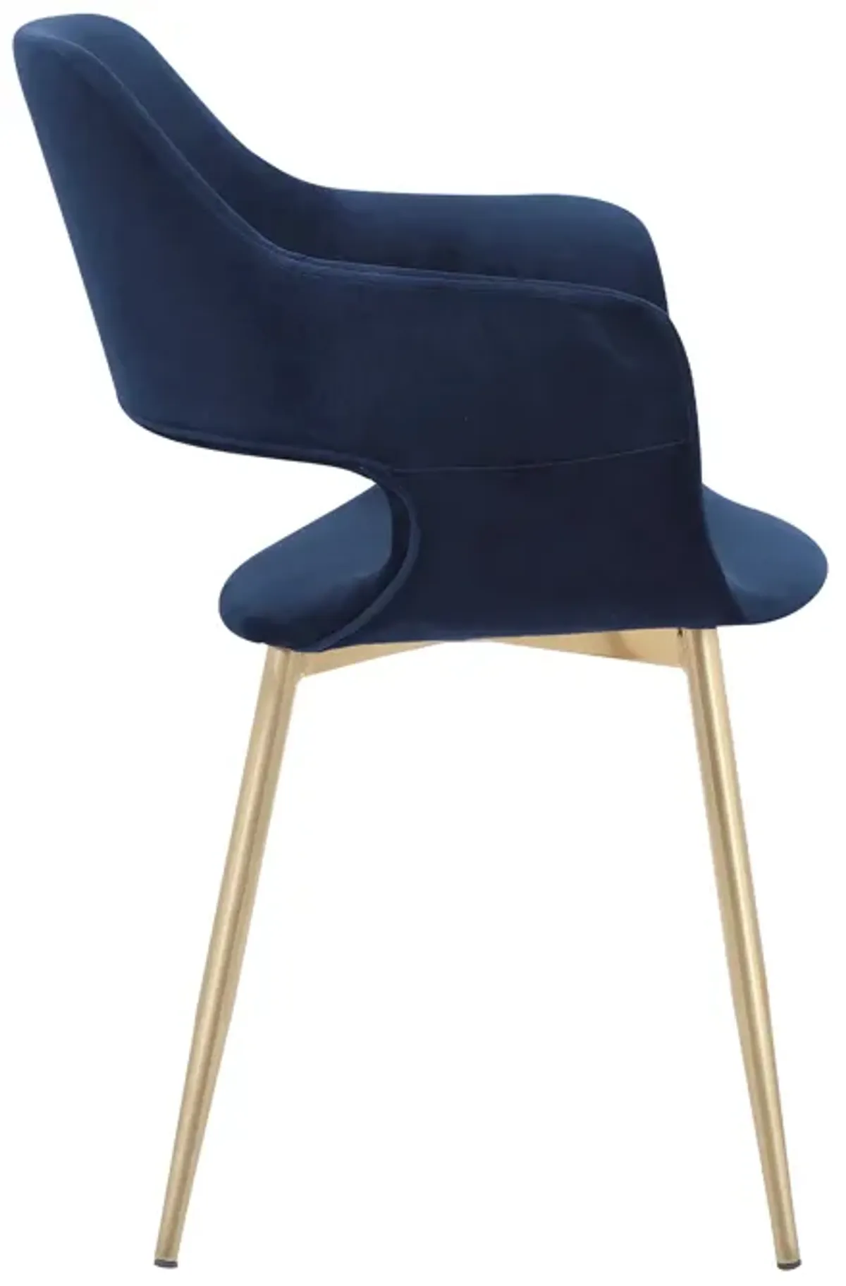 Gigi Blue Velvet Dining Room Chair with Gold Metal Legs - Set of 2