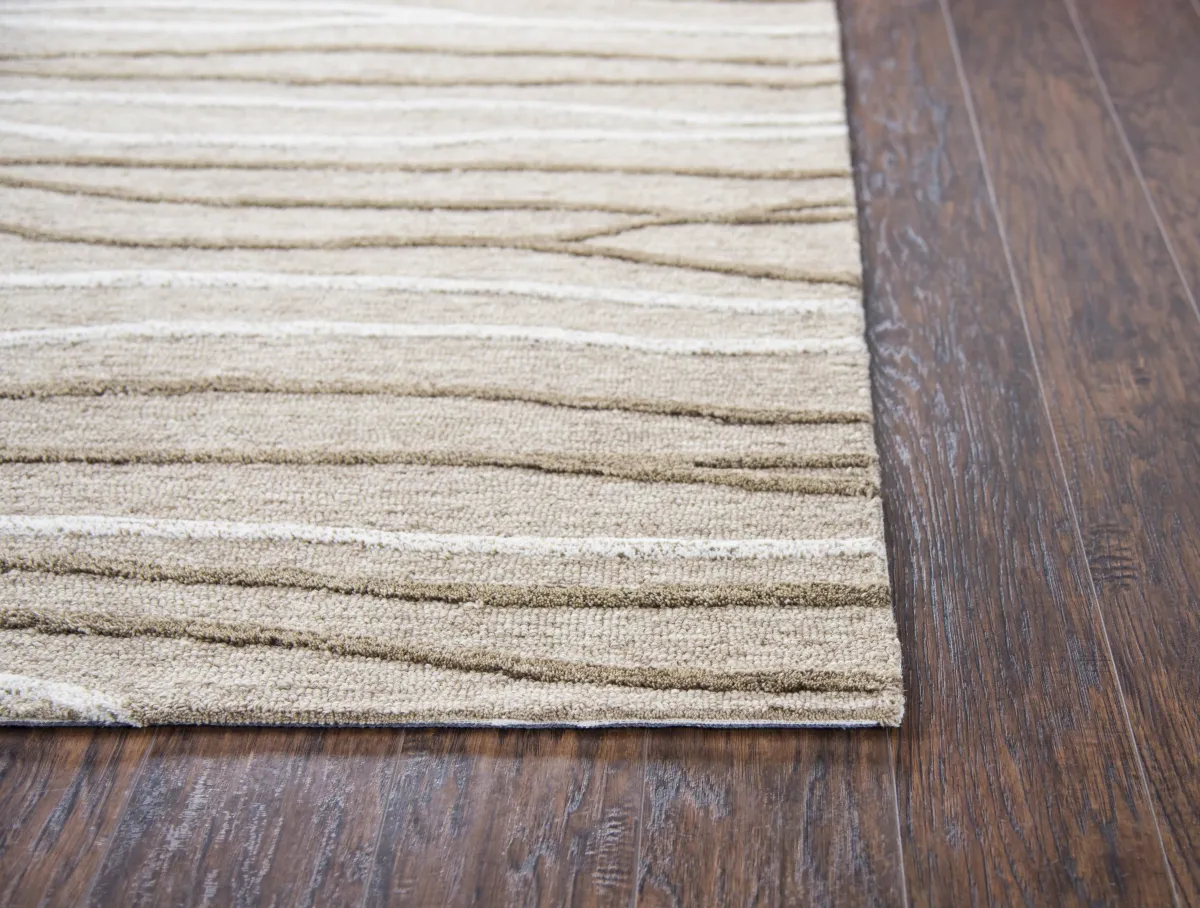 Idyllic Brown/Natural Lines Wool 10' x 13' Rectangle Rug