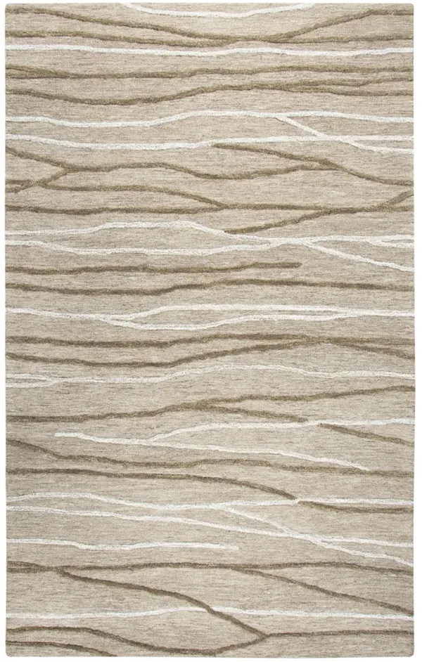 Idyllic Brown/Natural Lines Wool 10' x 13' Rectangle Rug