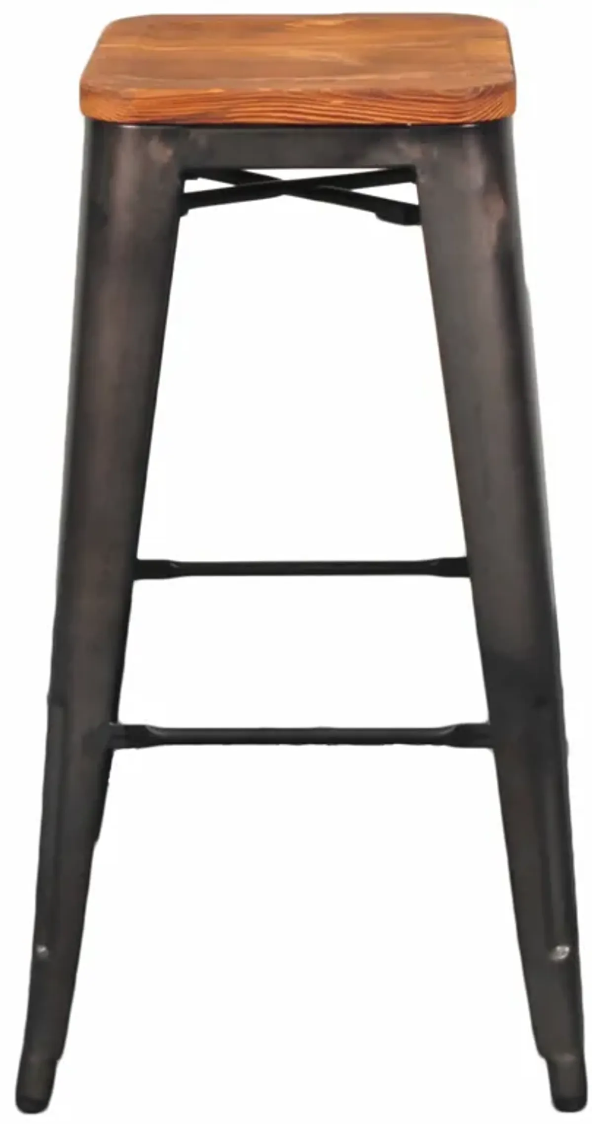 Metropolis Backless Bar Stool Wood Seat, Gunmetal (Set of 4)