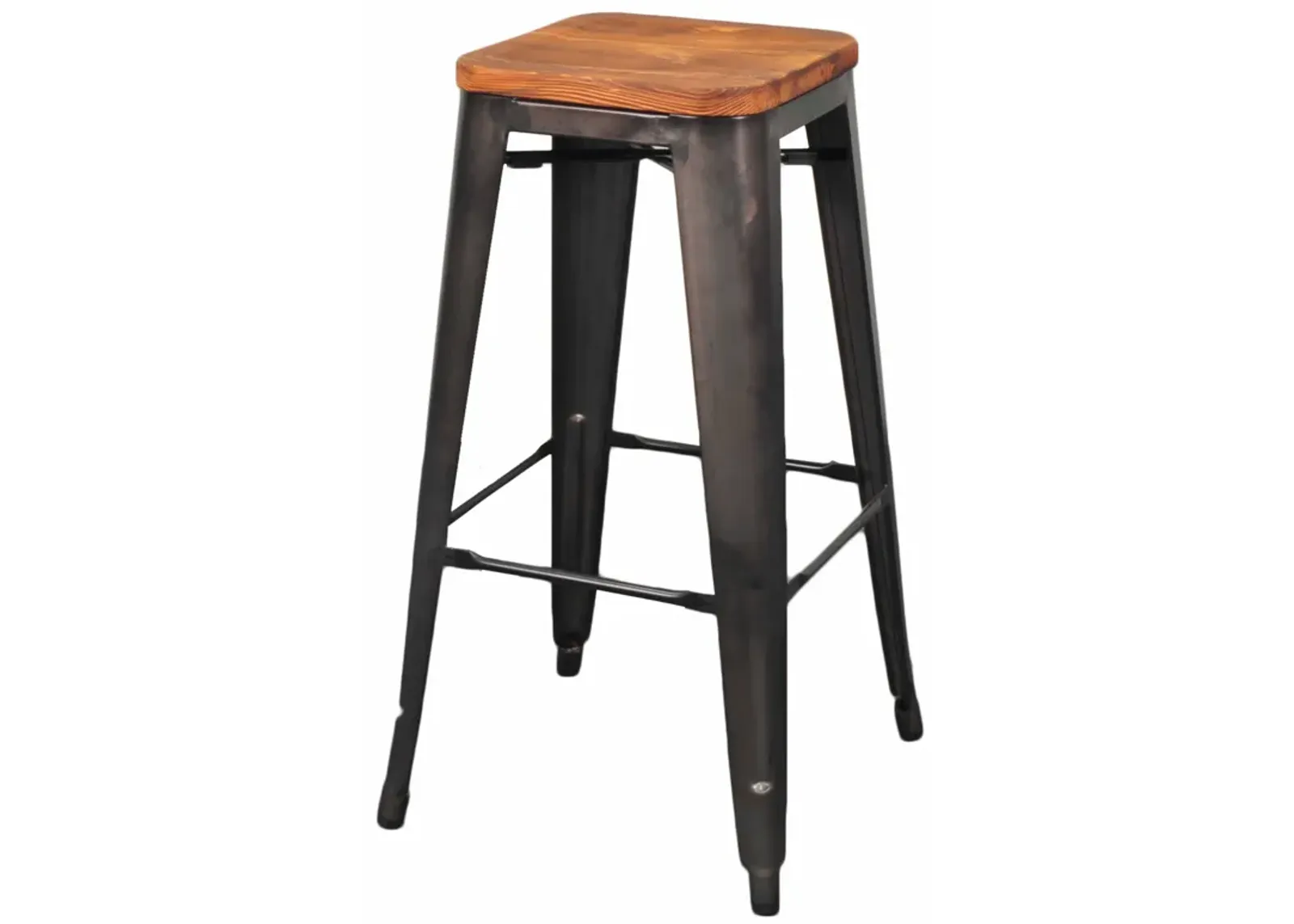 Metropolis Backless Bar Stool Wood Seat, Gunmetal (Set of 4)