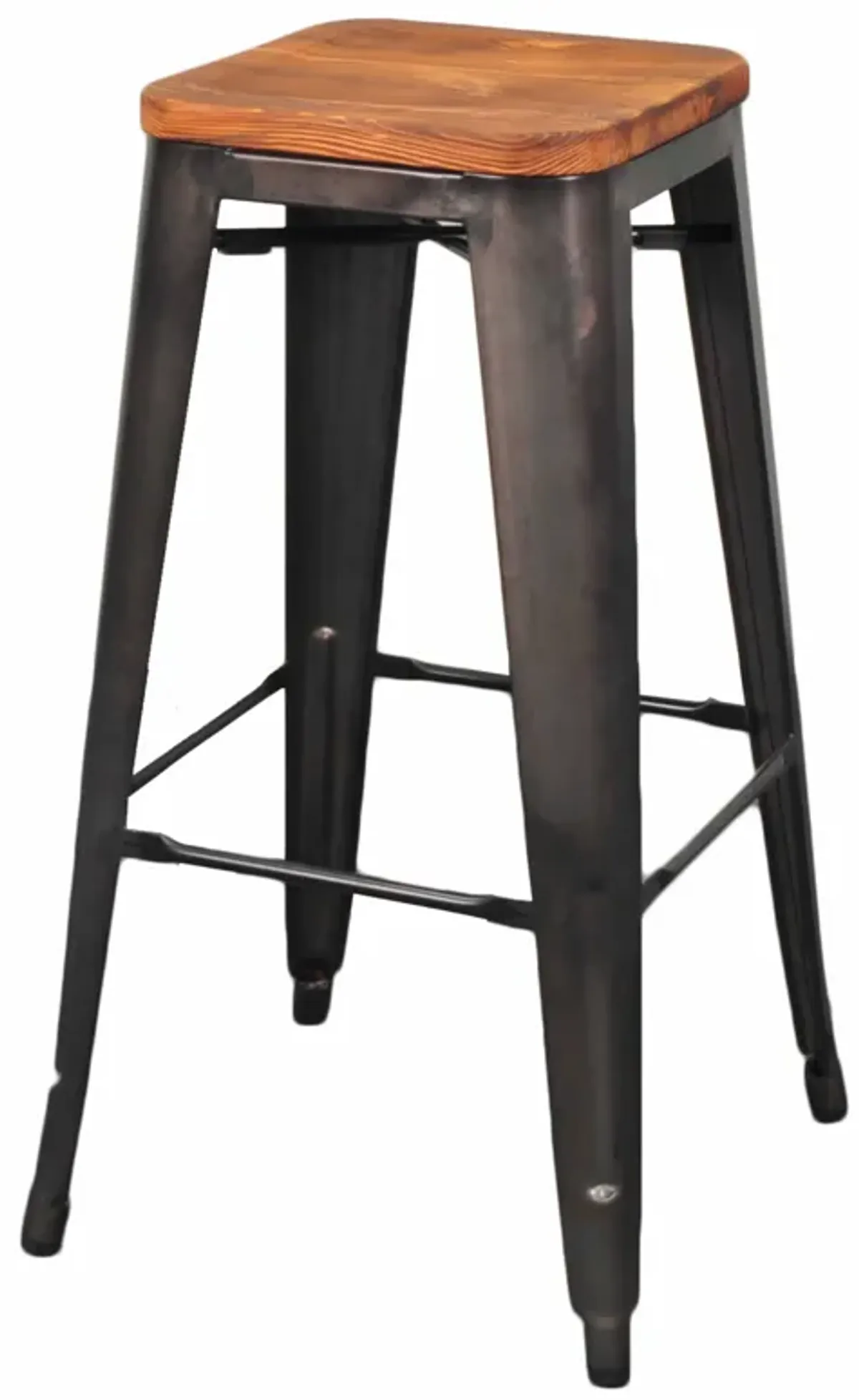 Metropolis Backless Bar Stool Wood Seat, Gunmetal (Set of 4)