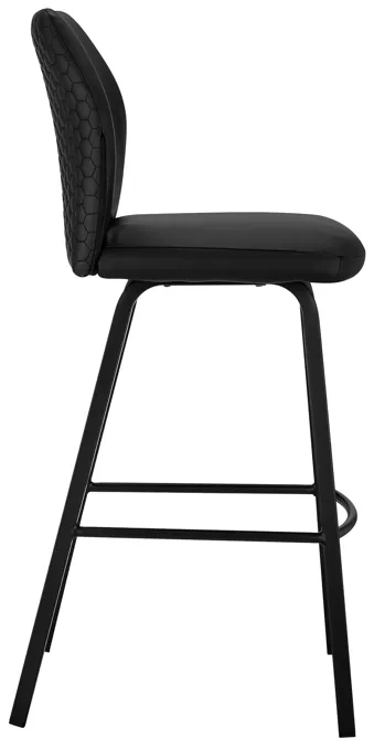 Tandy Black Faux Leather and Black Metal 30" Bar Stool