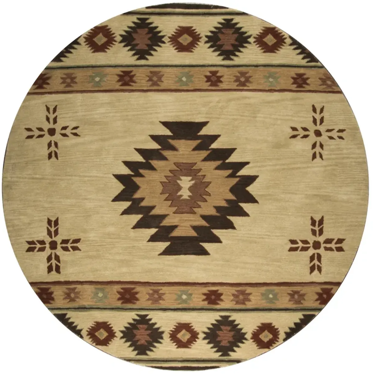 Southwest Beige Southwest/Tribal Wool 8' x 8' Round Round  Rug