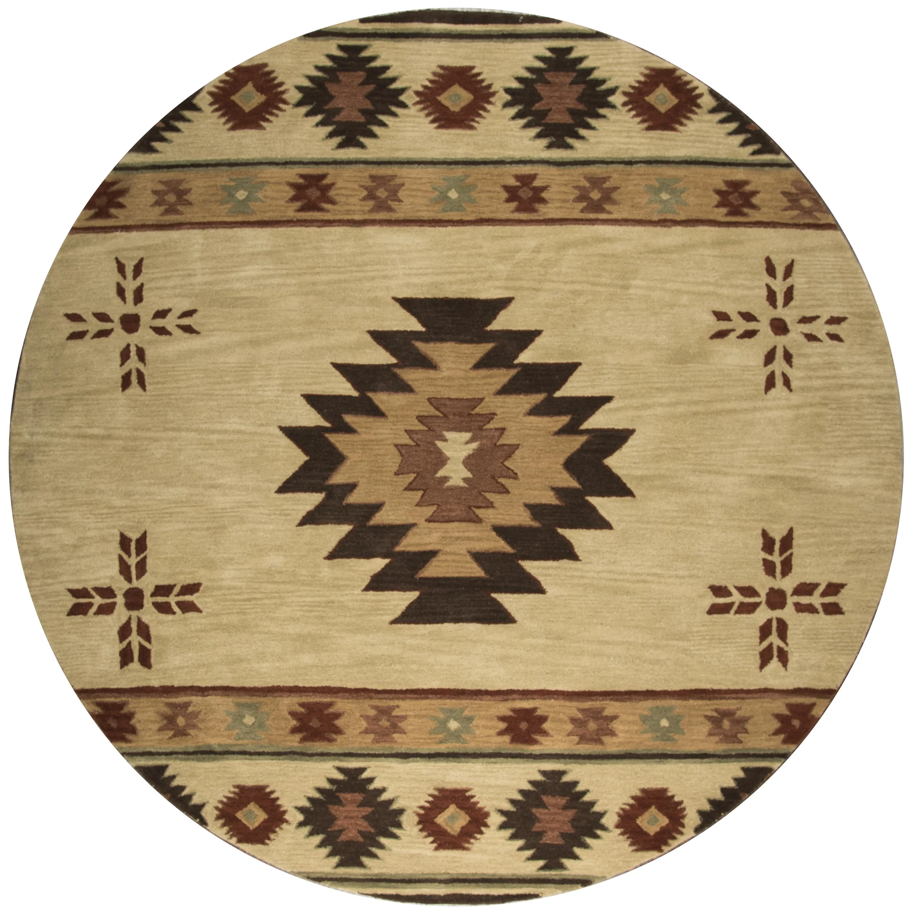 Southwest Beige Southwest/Tribal Wool 8' x 8' Round Round  Rug