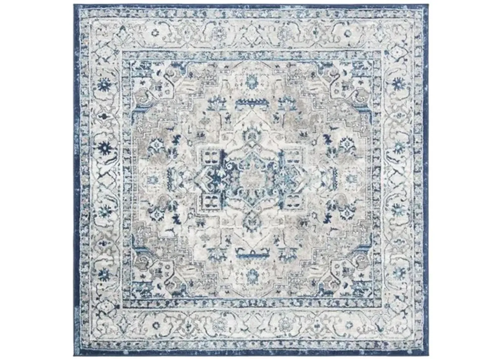 Brentwood 851 Light Grey / Blue 9' X 9' Square Square Powerloomed Rug