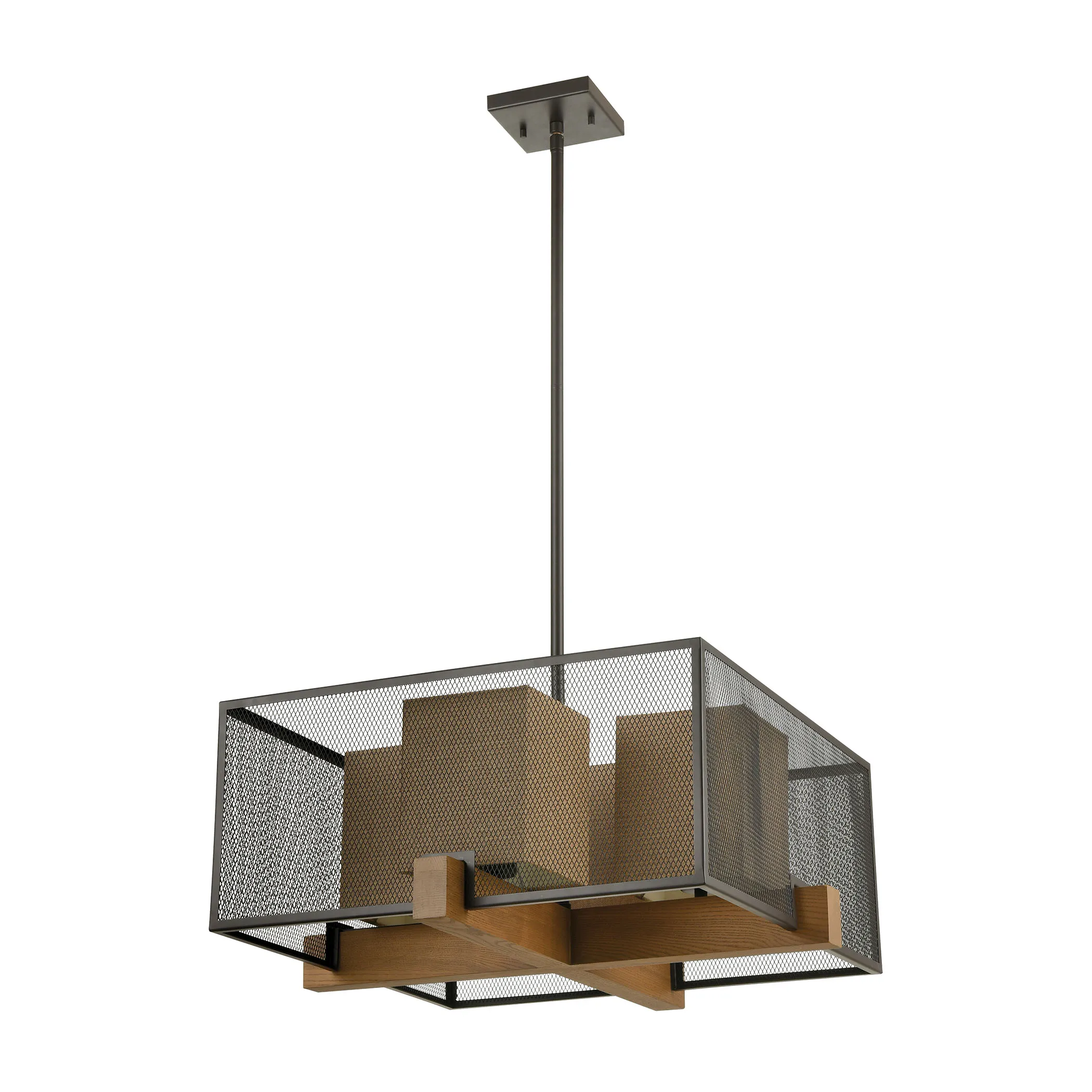 Crossbeam 25" Wide 4-Light Chandelier - Oil Rubbed Bronze