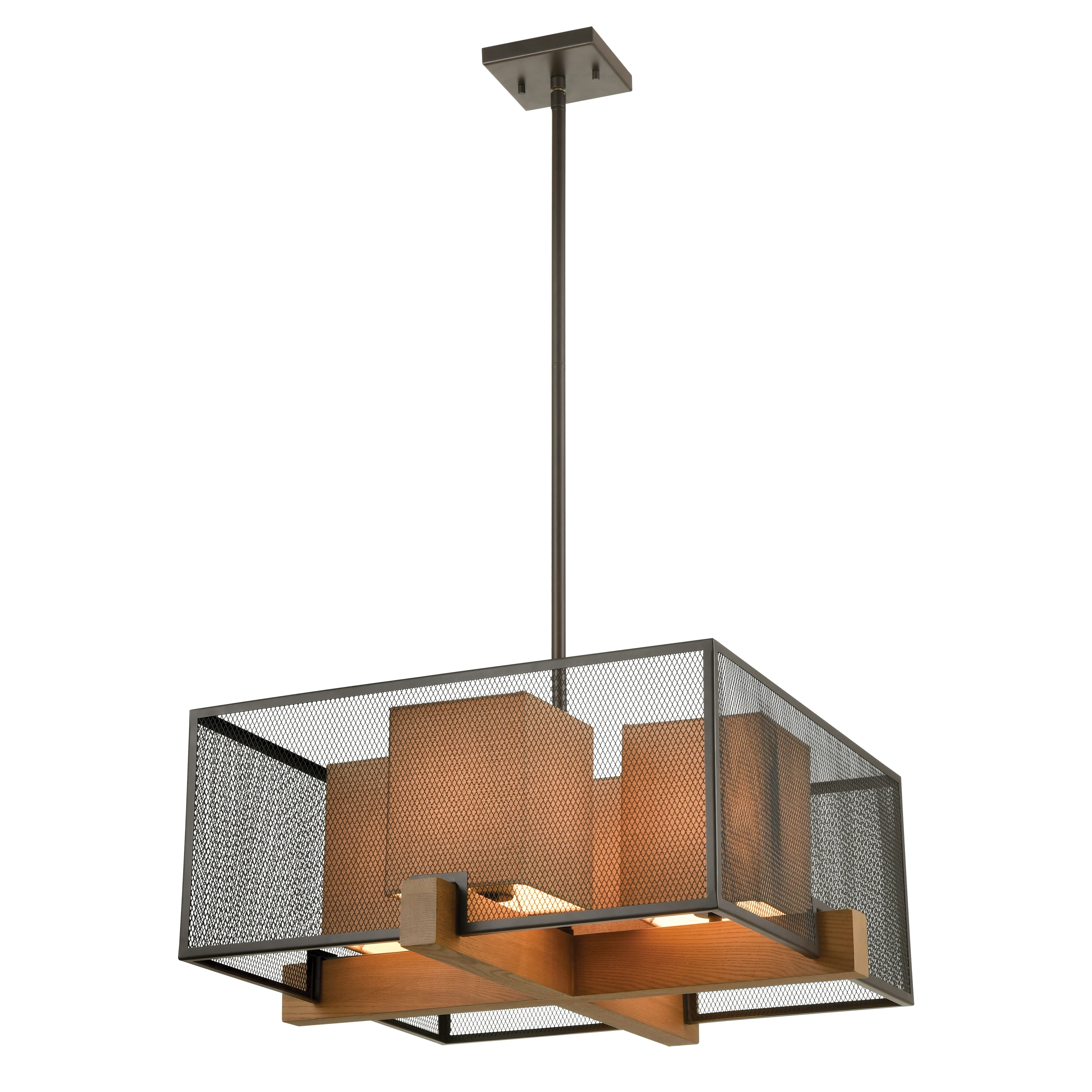 Crossbeam 25" Wide 4-Light Chandelier - Oil Rubbed Bronze