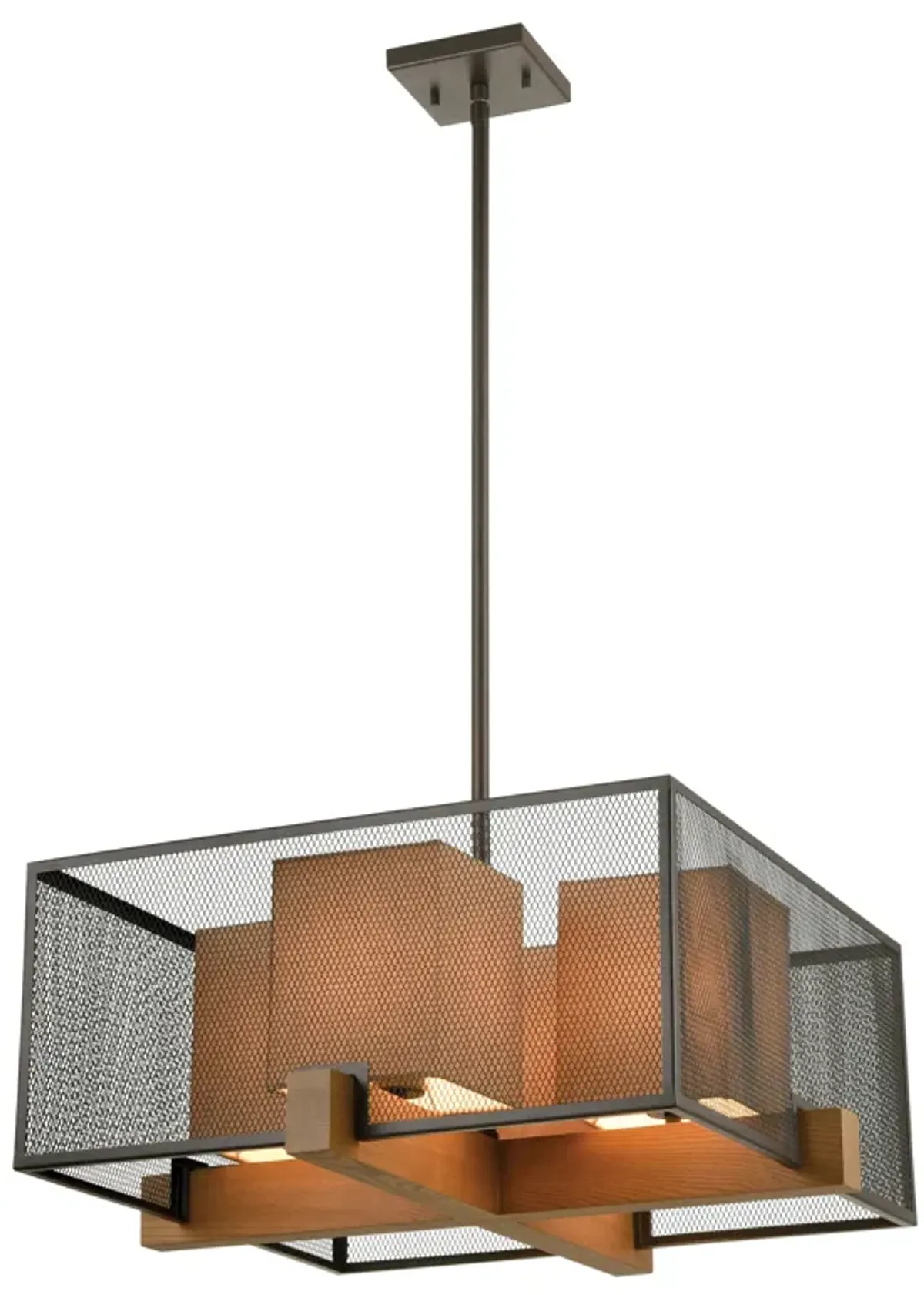 Crossbeam 25" Wide 4-Light Chandelier - Oil Rubbed Bronze