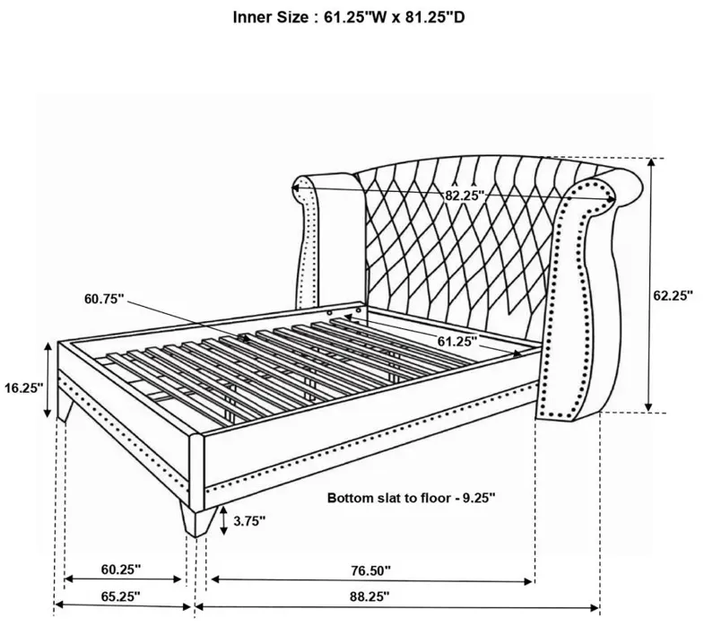 Barzini Queen Wingback Tufted Bed White