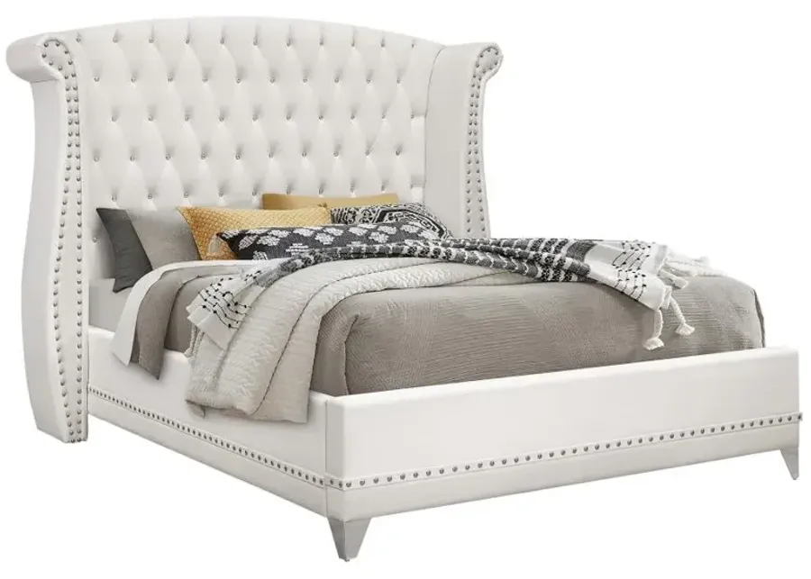 Barzini Queen Wingback Tufted Bed White