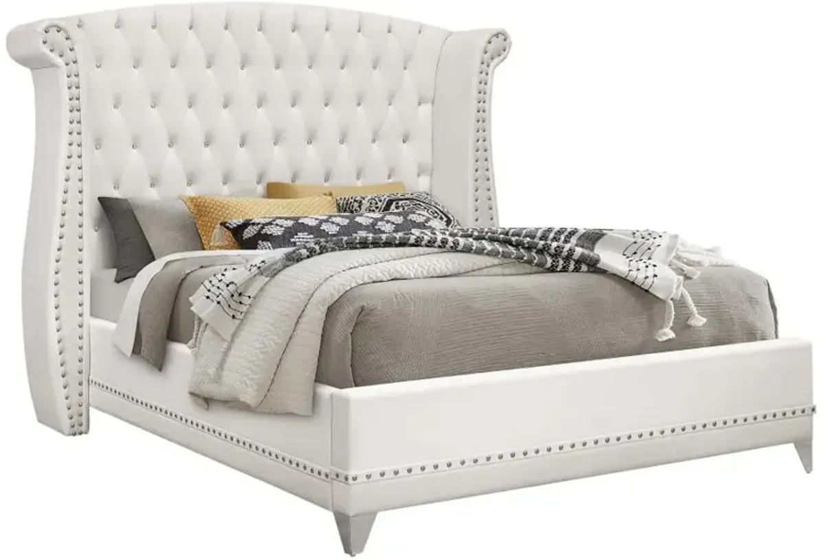 Barzini Queen Wingback Tufted Bed White