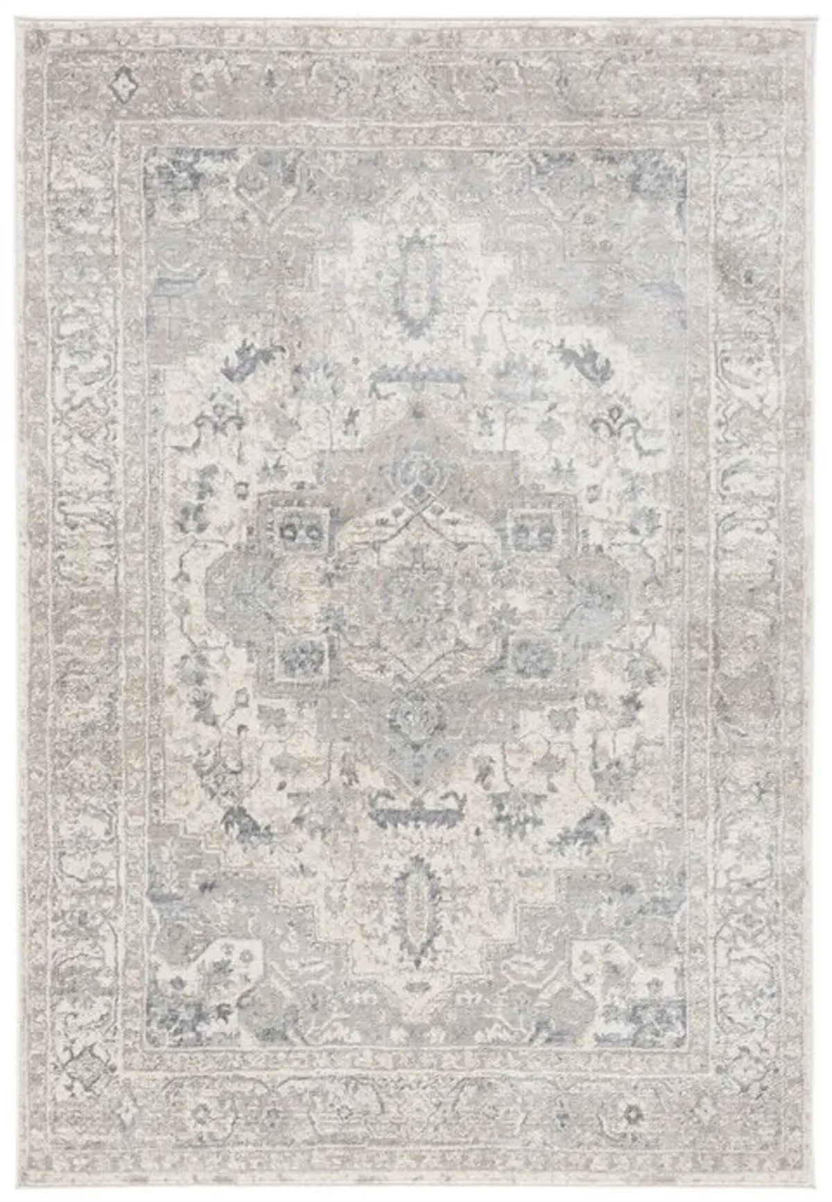 Brentwood 851 Ivory / Grey 3' X 5' Small Rectangle Powerloomed Rug