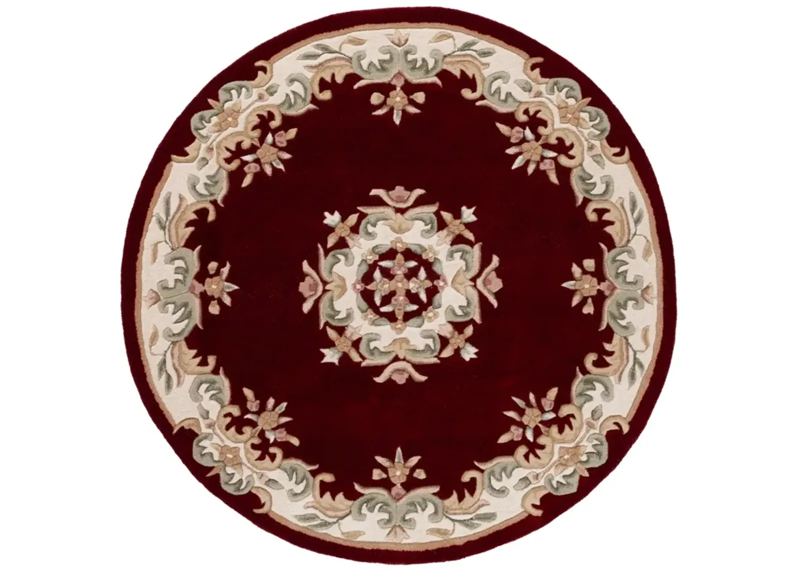 AUBUSSON 301 RED  6' x 6' Round Round Rug