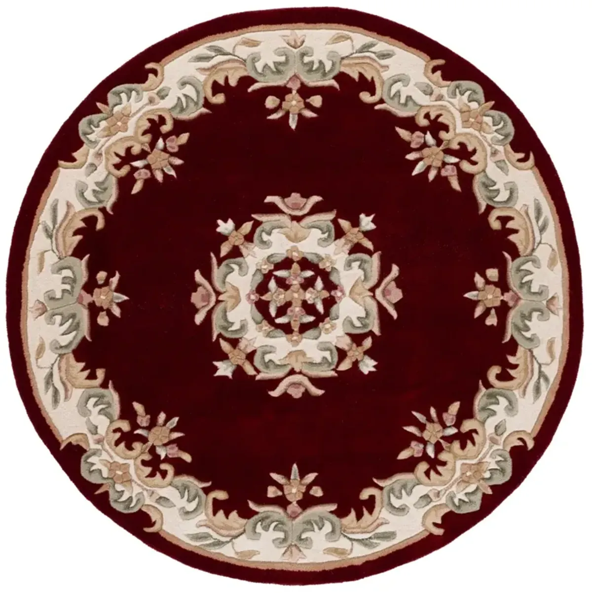 AUBUSSON 301 RED  6' x 6' Round Round Rug