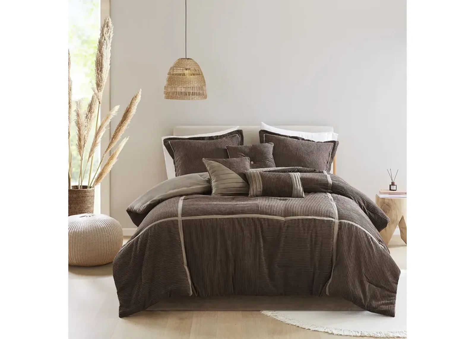 7 Piece Micro Corduroy Comforter Set