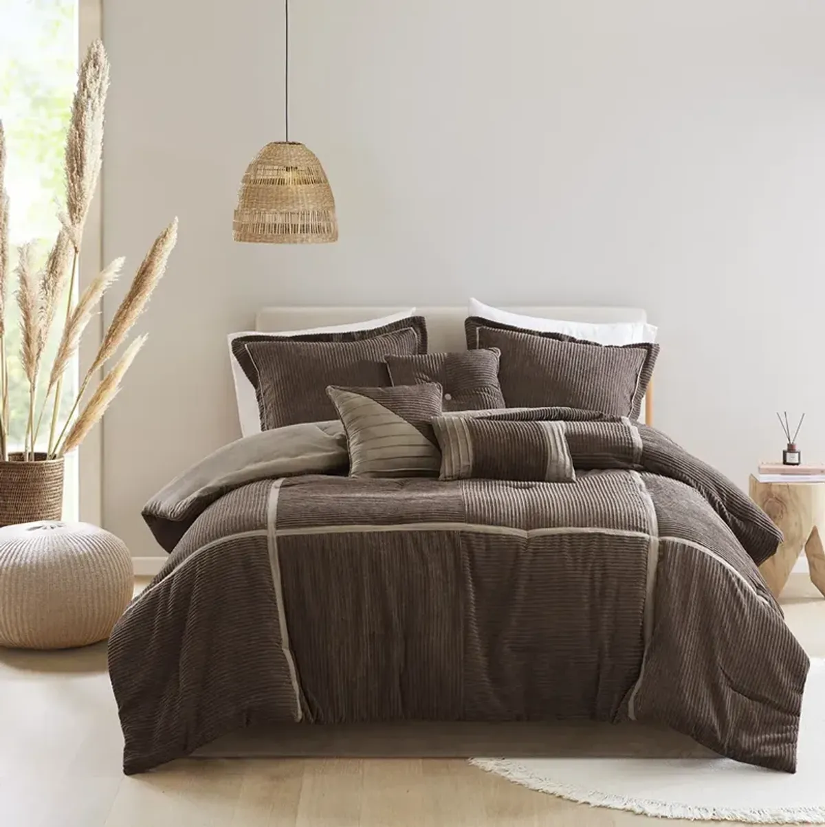 7 Piece Micro Corduroy Comforter Set