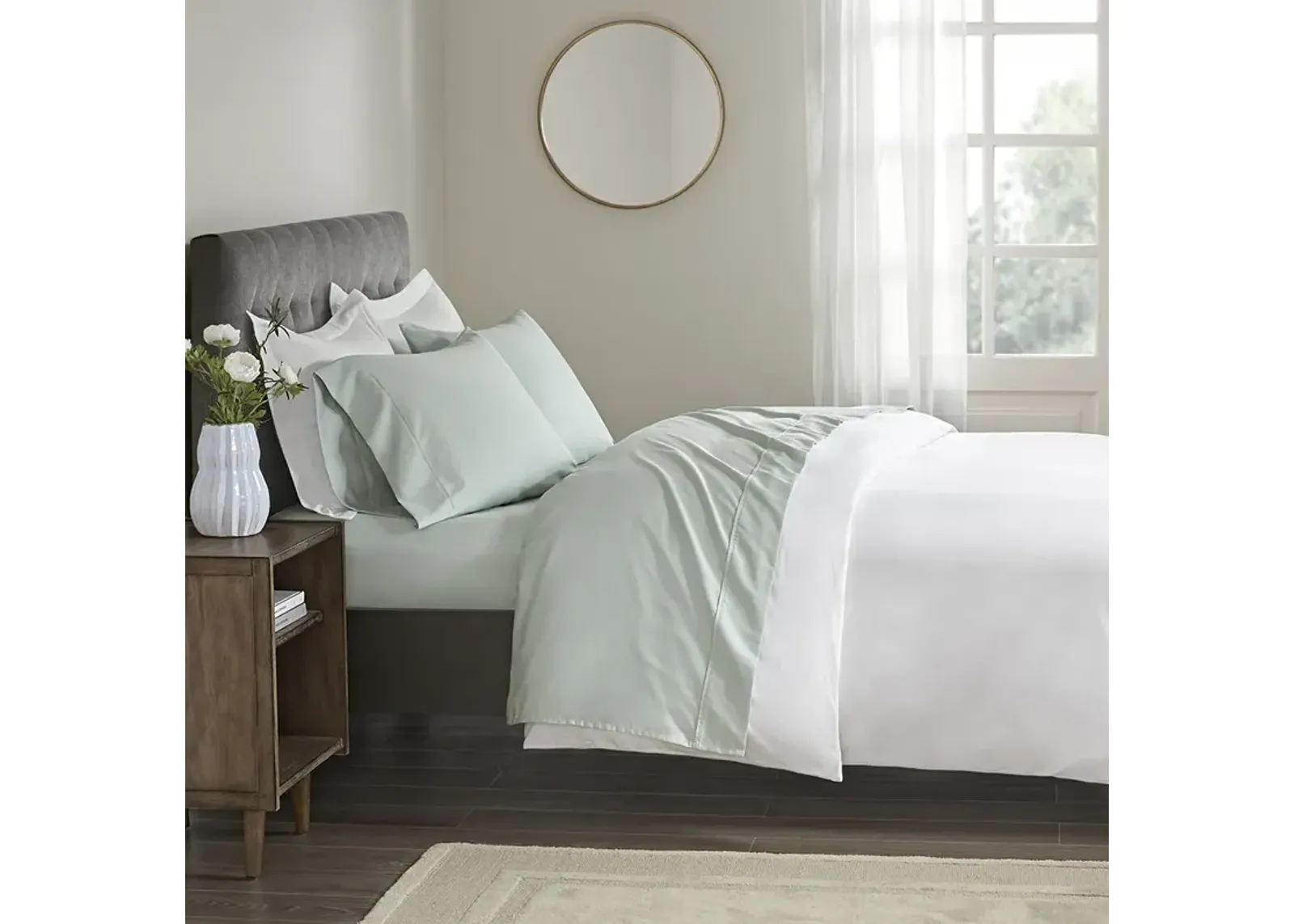 Beautyrest 400 Thread Count Seafoam Wrinkle Resistant Cotton Sateen Sheet Set