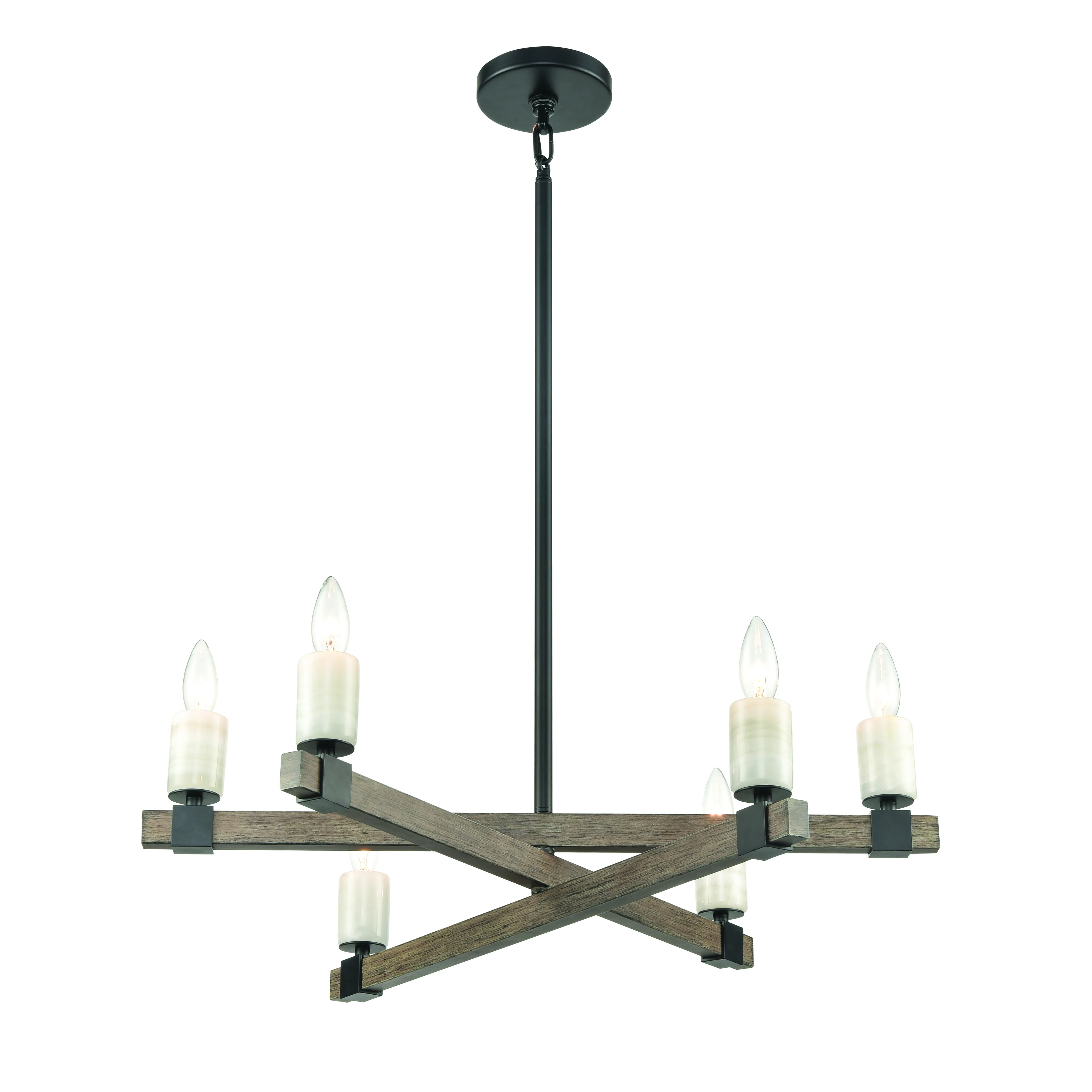 Stone Manor 27" Wide 6-Light Chandelier - Matte Black