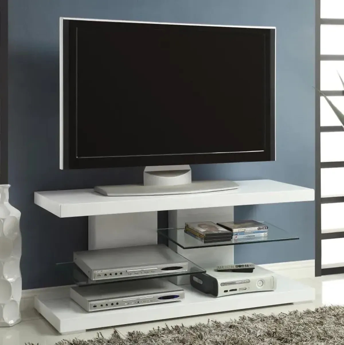 Cogswell 2-shelf TV Console Glossy White