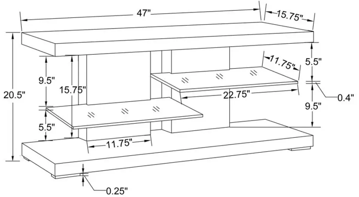 Cogswell 2-shelf TV Console Glossy White