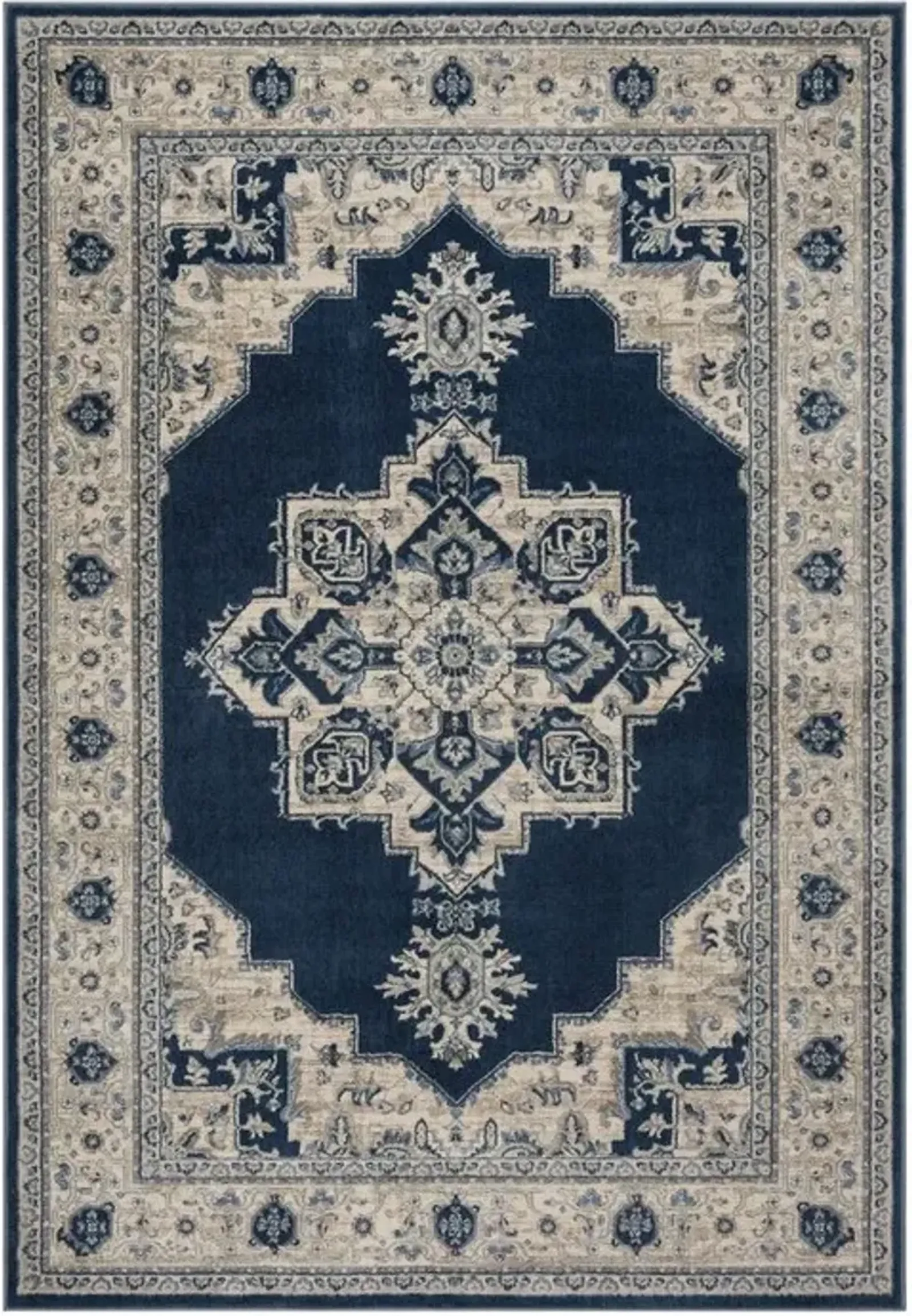 Brentwood 865 Navy / Creme 4' X 6' Small Rectangle Powerloomed Rug