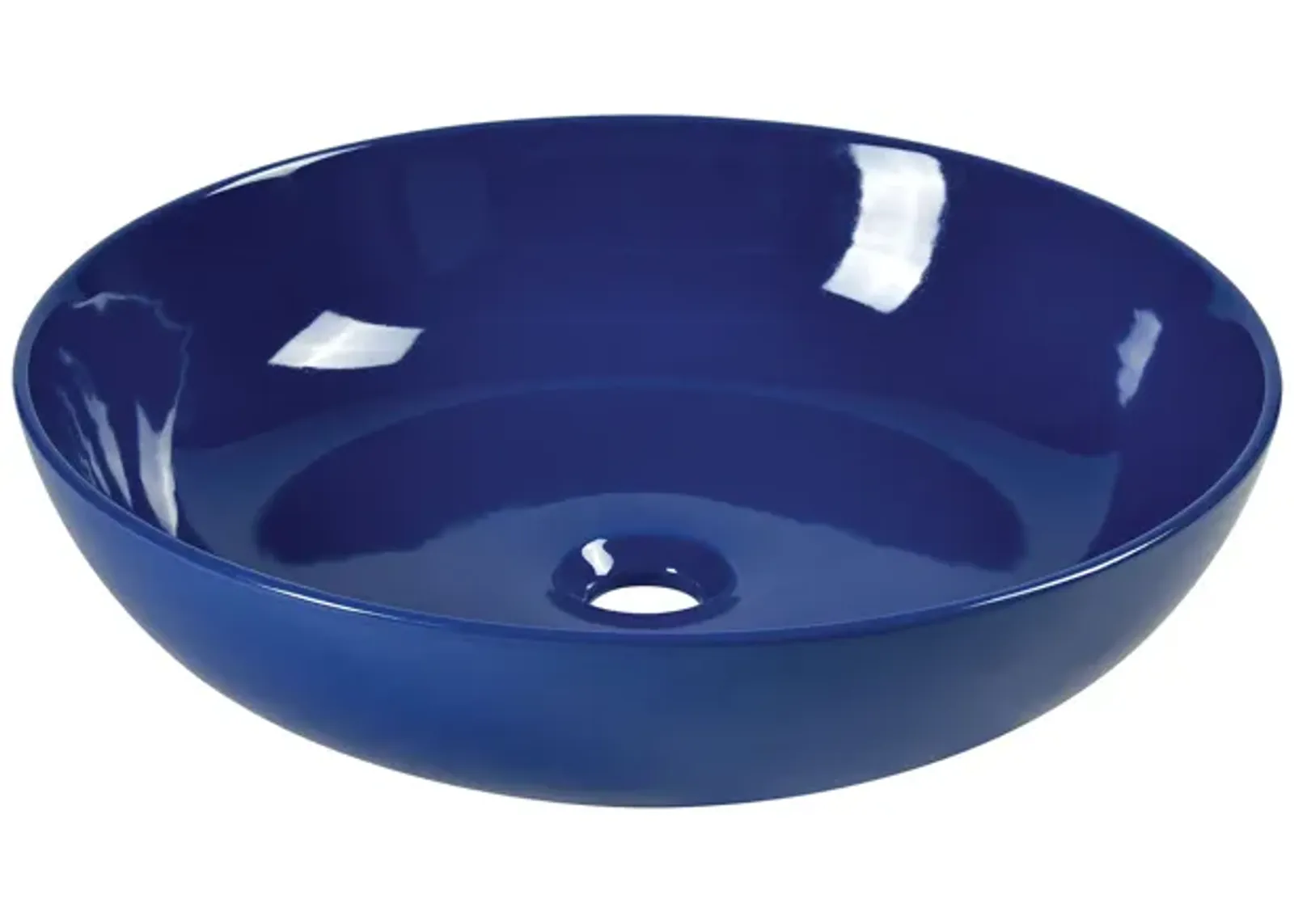 Vitreous China Round Vessel Sink - Polished Blue 18.7 inch