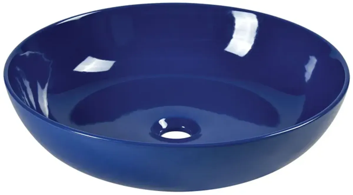 Vitreous China Round Vessel Sink - Polished Blue 18.7 inch