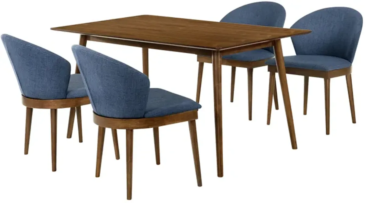 Westmont and Juno Blue and Walnut 5 Piece Dining Set