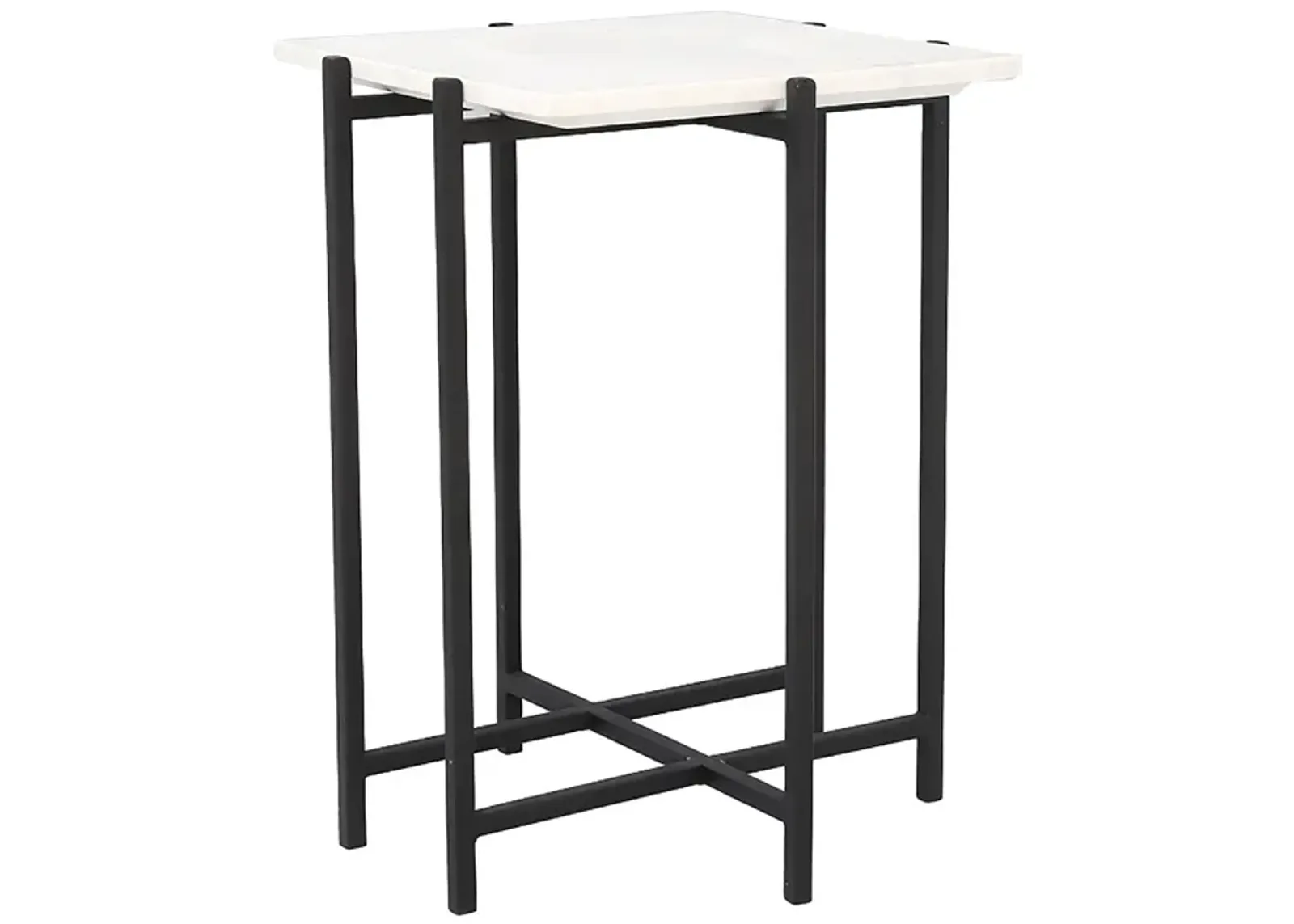 Function Side Table - White Marble/Black Base