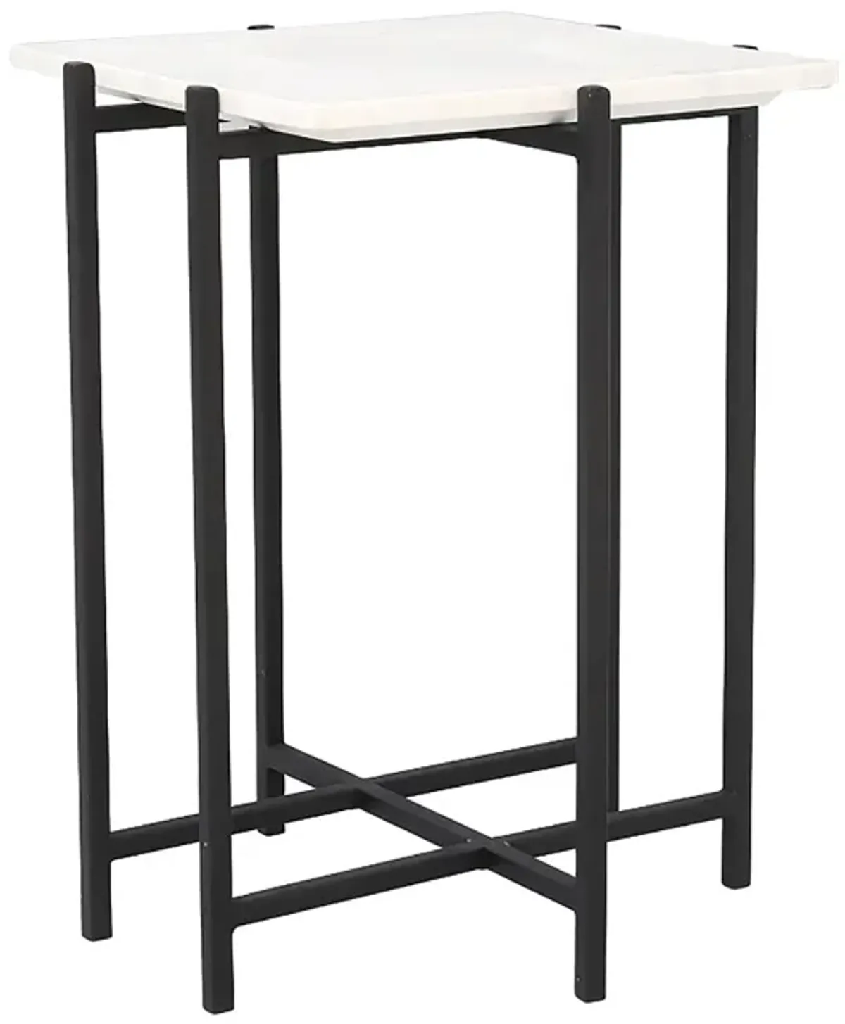 Function Side Table - White Marble/Black Base