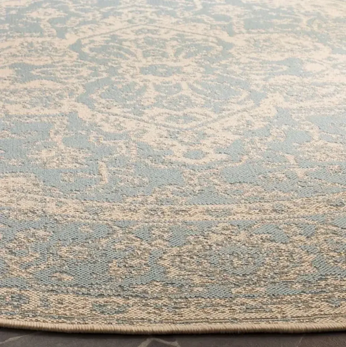 LINDEN 137 Collection LND137K-6R Aqua / Cream 6'-7" X 6'-7" Round