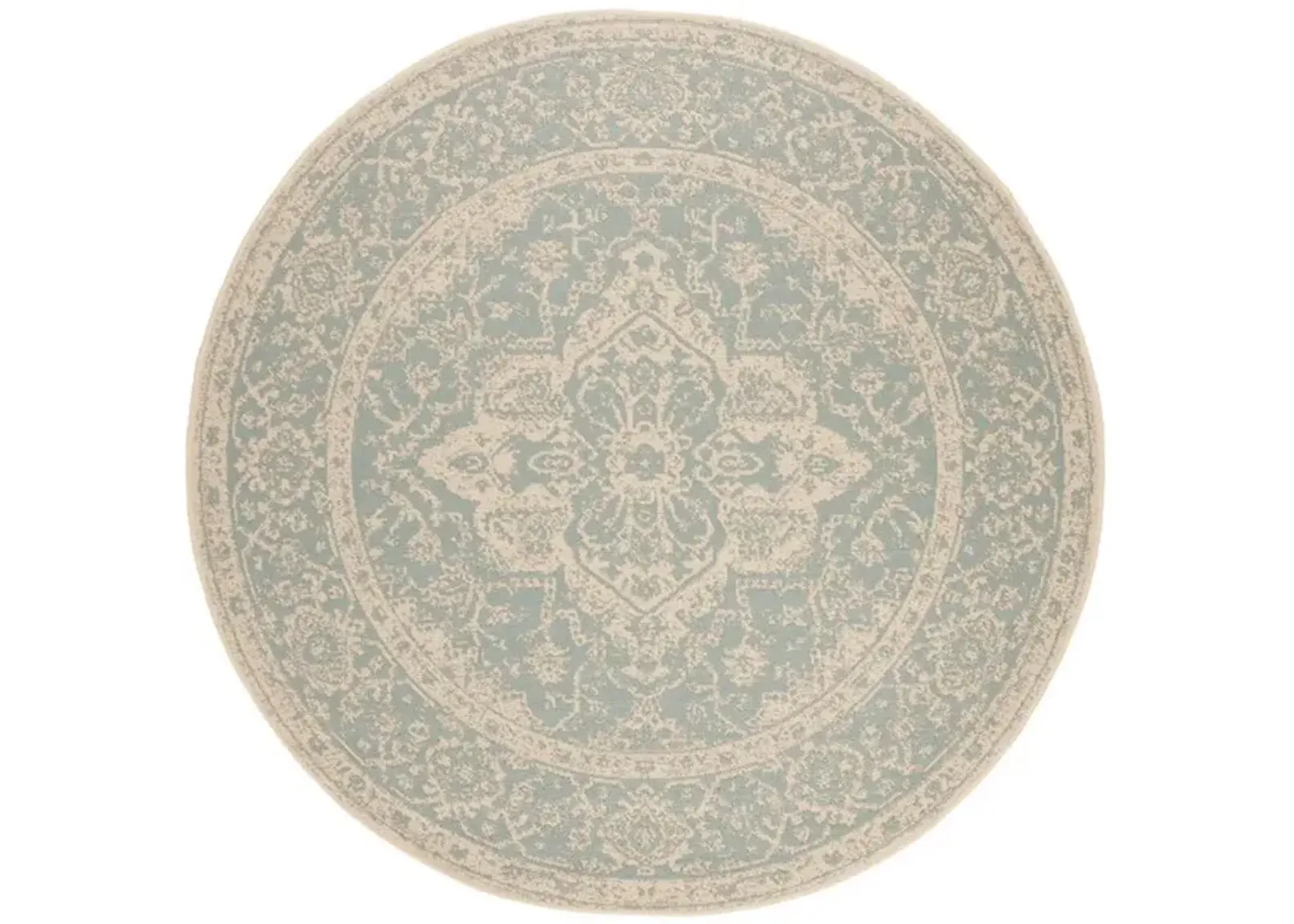 LINDEN 137 Collection LND137K-6R Aqua / Cream 6'-7" X 6'-7" Round