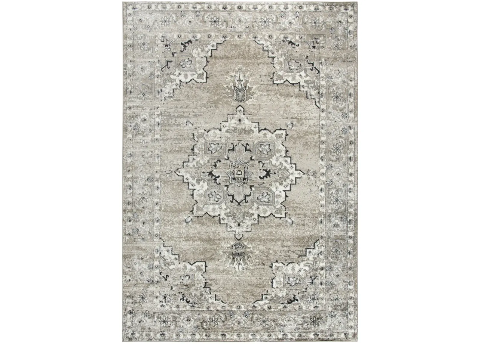 Encore Med. Brown Traditional Medallion Polypropylene 5'2" x 7'3" Rectangle Rug