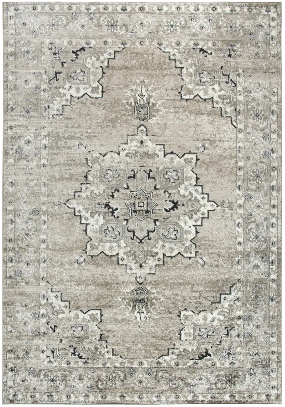 Encore Med. Brown Traditional Medallion Polypropylene 5'2" x 7'3" Rectangle Rug