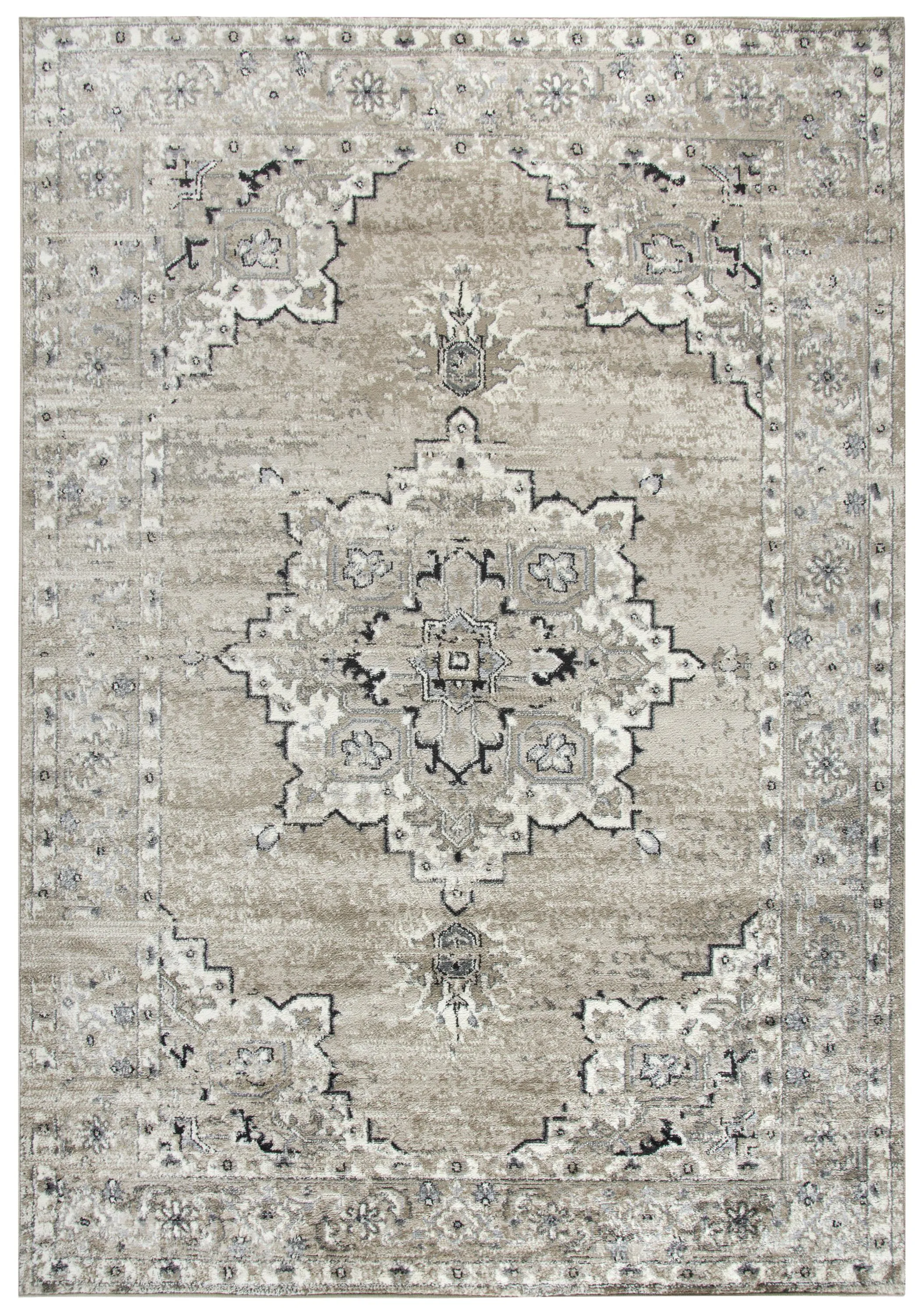 Encore Med. Brown Traditional Medallion Polypropylene 5'2" x 7'3" Rectangle Rug