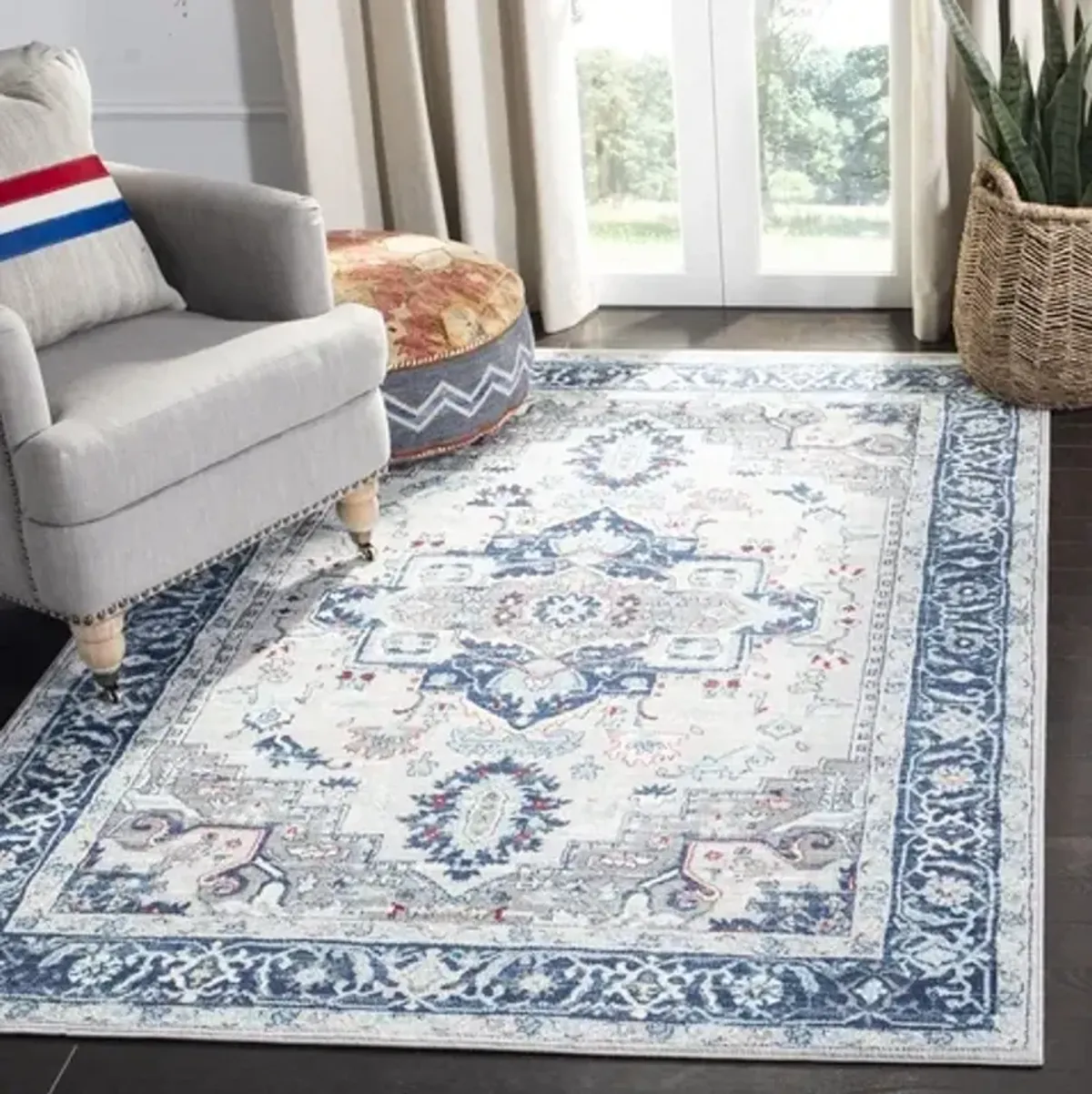 Brentwood 811 Light Grey / Blue 6' X 9' Medium Rectangle Powerloomed Rug