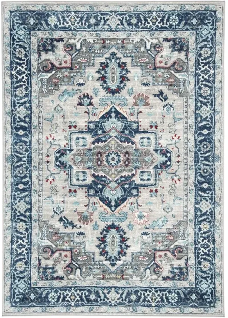 Brentwood 811 Light Grey / Blue 6' X 9' Medium Rectangle Powerloomed Rug