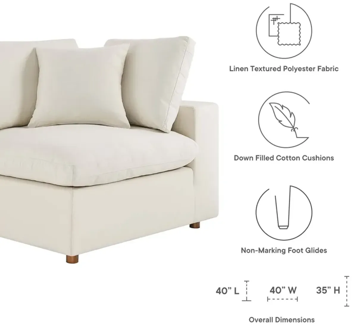 Commix Down Filled Overstuffed 3-Piece Sofa