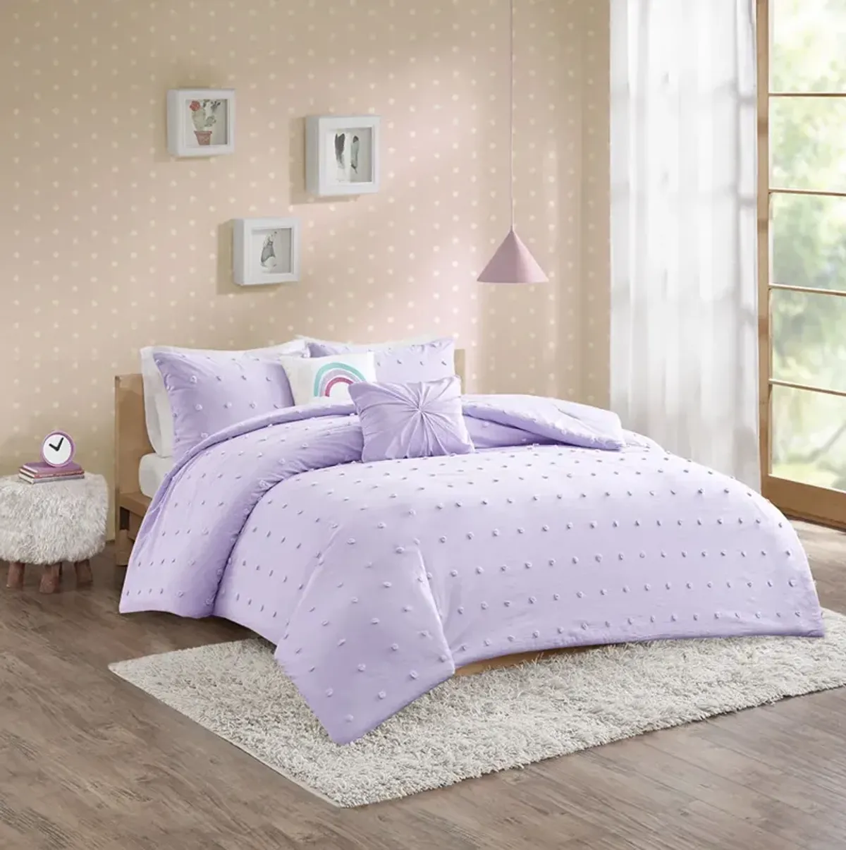 Urban Habitat Kids Callie Lavender Cotton Jacquard Pom Pom Comforter Set