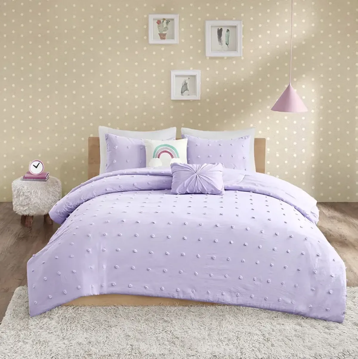 Urban Habitat Kids Callie Lavender Cotton Jacquard Pom Pom Comforter Set