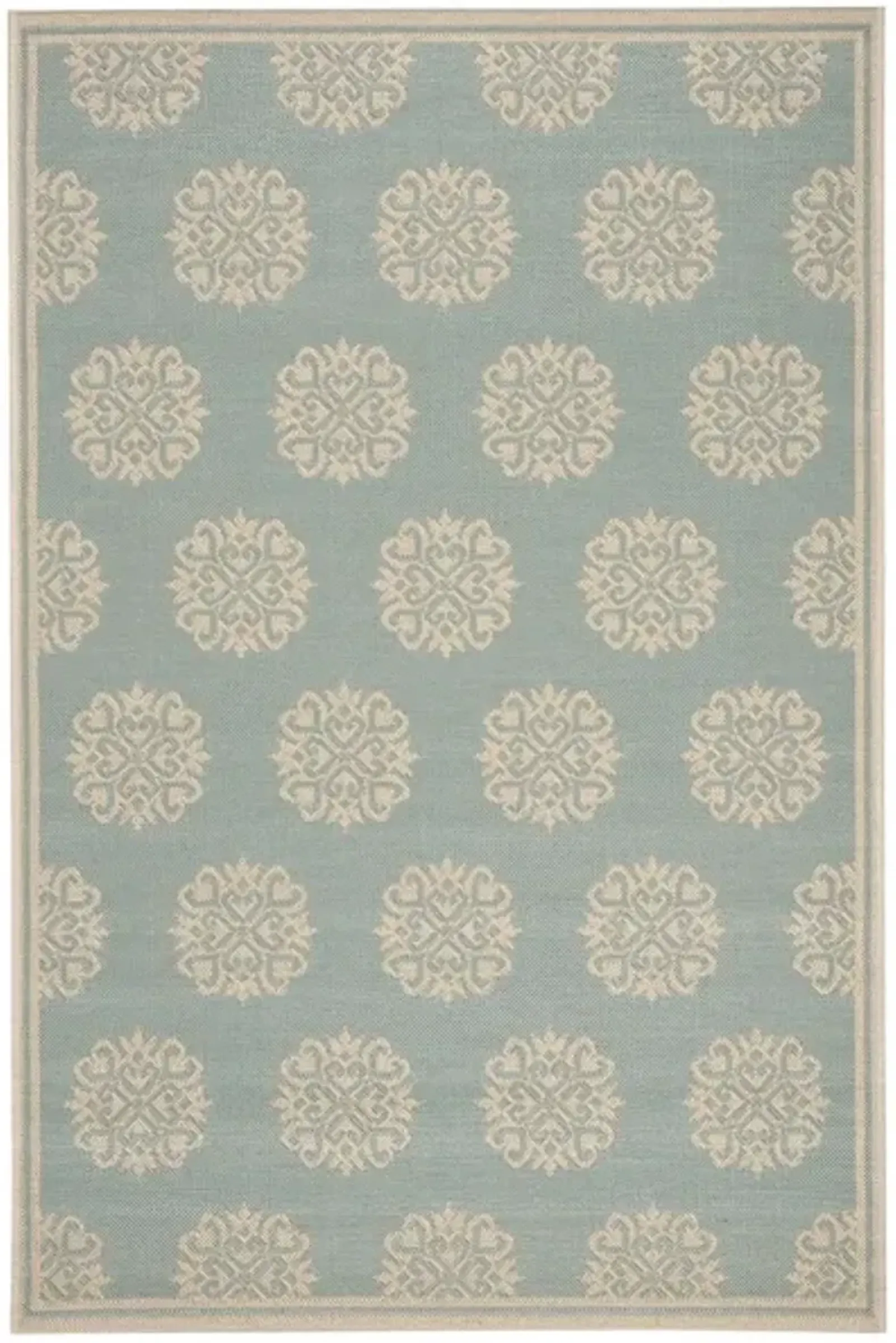 BEACH HOUSE Collection BHS181K-8 Aqua / Cream 8' X 10'