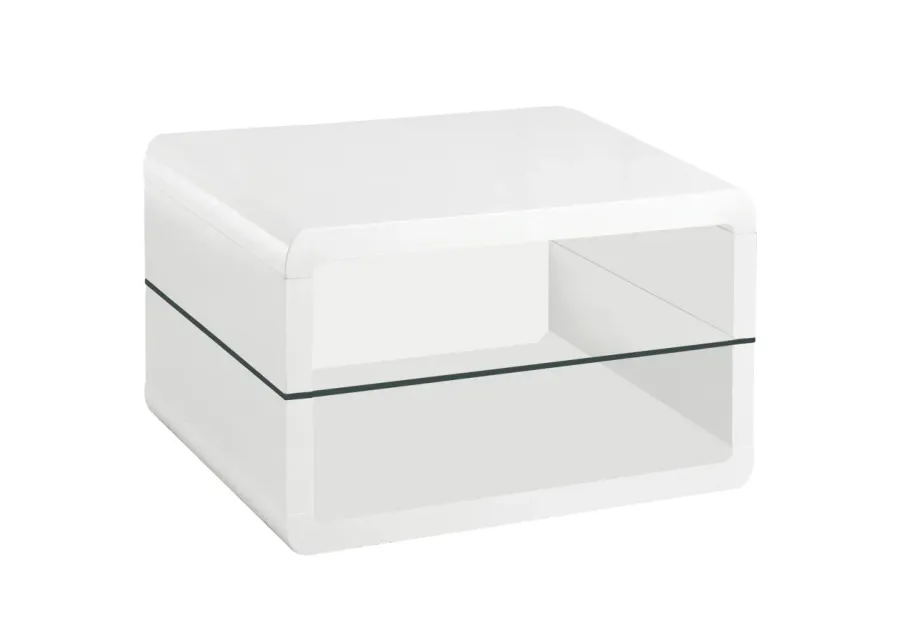 Elana Square 2-shelf End Table Glossy White