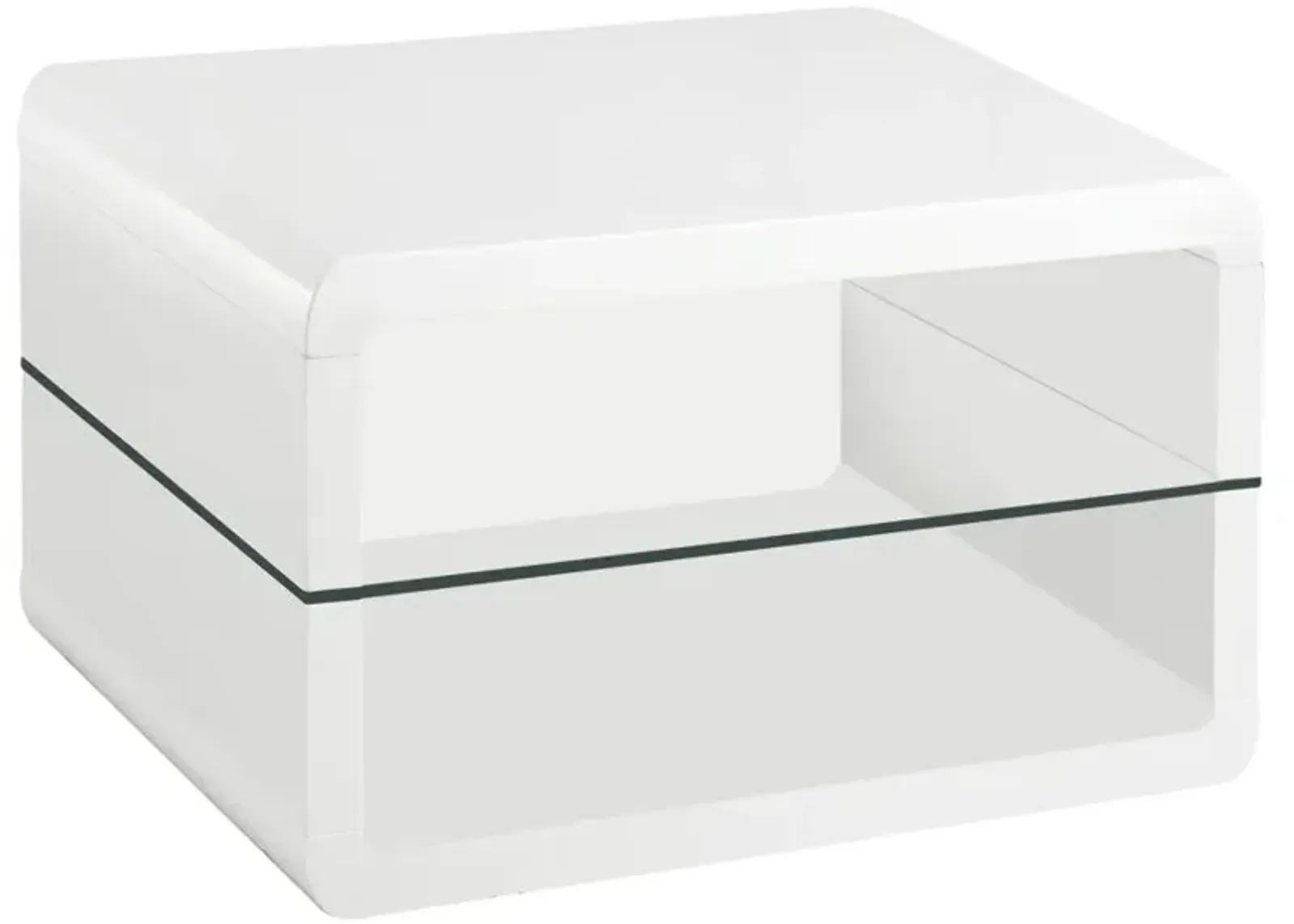 Elana Square 2-shelf End Table Glossy White