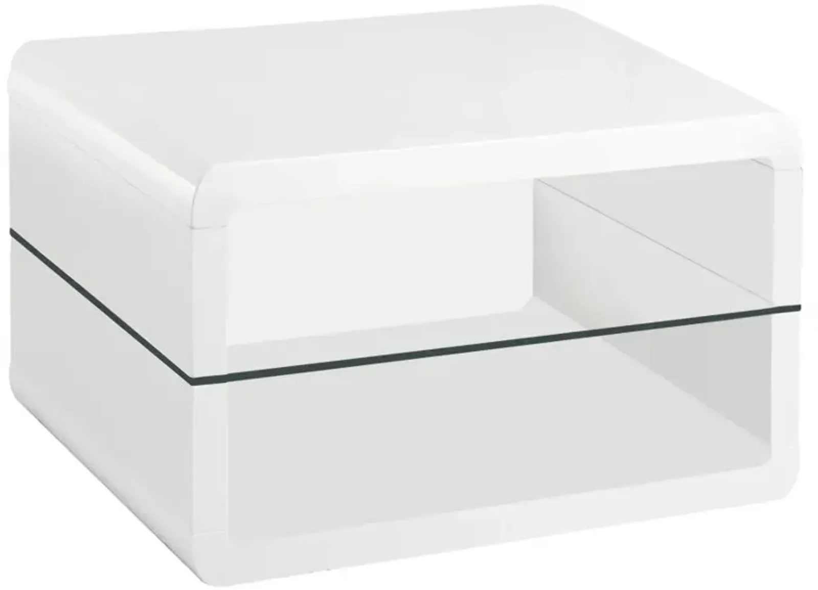 Elana Square 2-shelf End Table Glossy White